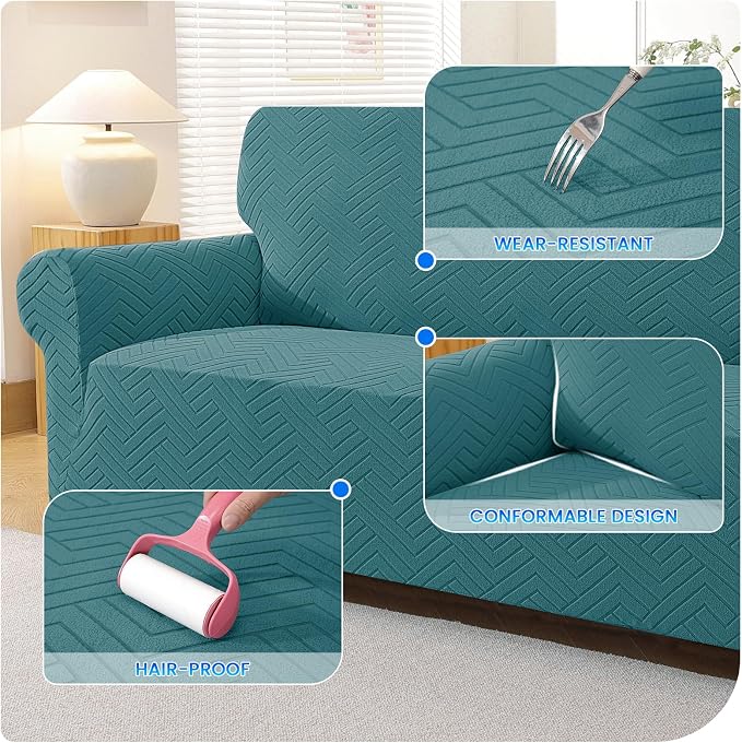 Stretch Sofa Cover Non-Slip Washable Furniture Protector | Stretch, 31"-46".Soft, Non Skid Foam, Elastic Bottom, Machine Washable, for Kids & Pets, Couch & Sofa, Dark Green - Image 6