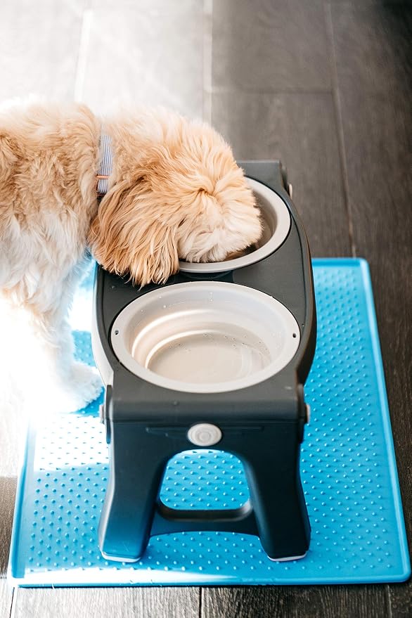 Dexas Pets Adjustable Height Double Pet Feeder, Light Gray - Image 4