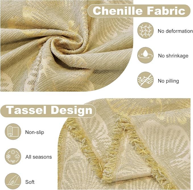 ROOMLIFE Boho Couch Covers for Sofa Washable for 2 Cushion Couch Chenille | Furniture Protector Sofa Couch Cover for Dogs, Soft Breathable Sofa Slipcover, Couch Throw Blankets with Tassels 71''X118'' - Image 3