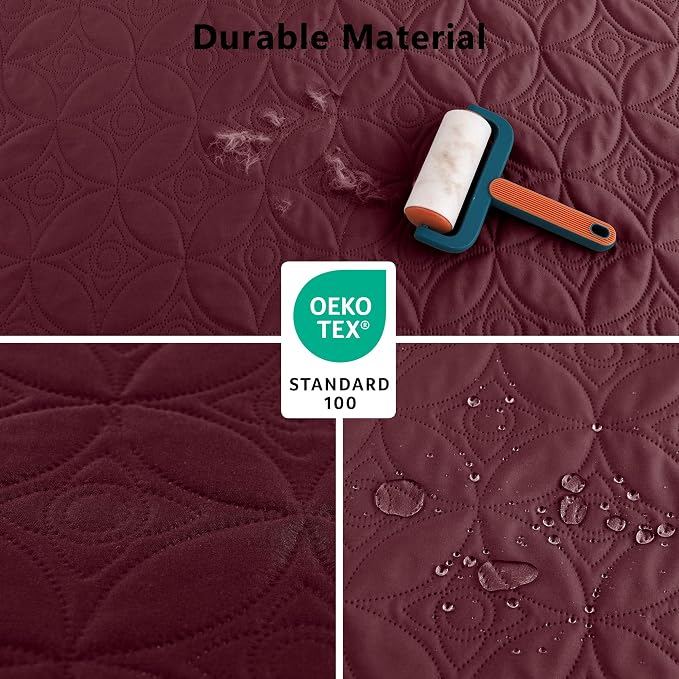 Waterproof Couch Cover for Dogs - Washable Pets Furniture Protector | TPU Leak-Proof Liner, Lightweight & Reversible, Fits Chair, Sofa, Bed, 52" x 82" , Burgundy/Pink - Image 6