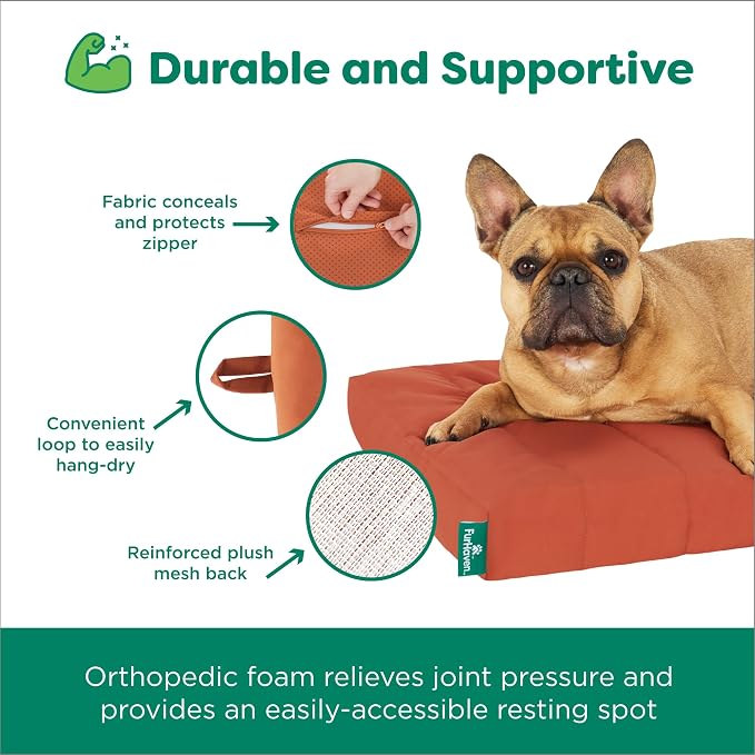 Furhaven Orthopedic Dog Bed – Puffy Quilted Foam Mattress with Removable Washable Cover, Soft & Supportive for Kennels & Crates - Large, Rust - Image 7
