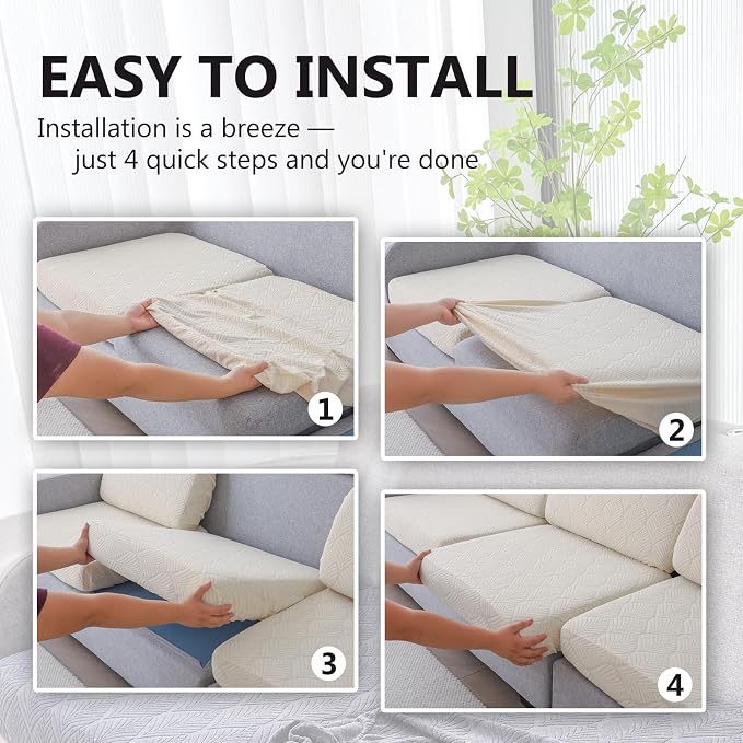 Genina Waterproof Couch Cushion Covers for Pets Washable Sofa Seat Covers | Non Slip,Stretch Jacquard Fabric,Pet Hair & Scratch Protection,Easy Installation,Furniture Protector,Sofa Cover - Image 7