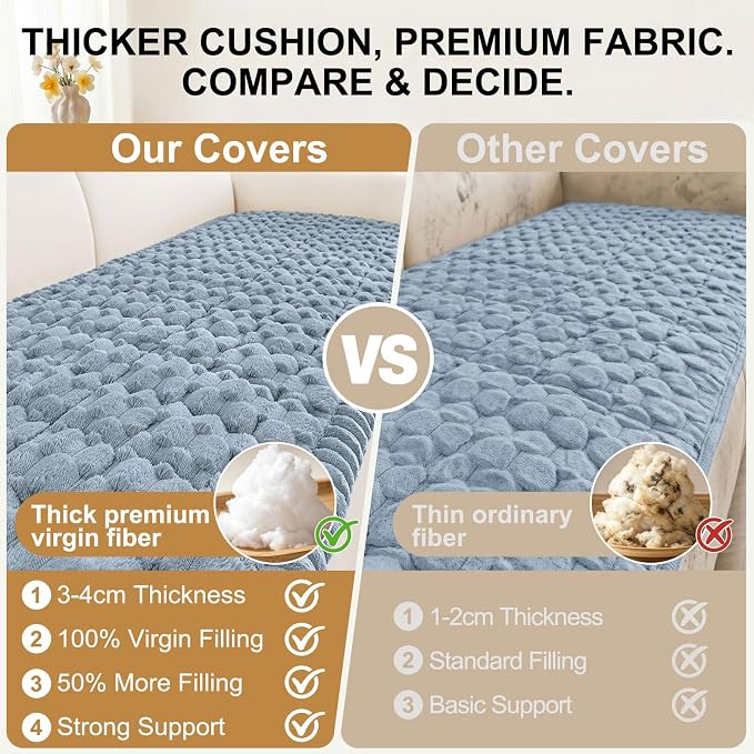 Smiry Non Slip Couch Covers for Dogs, Scratch Resistant Pet Sofa Protector | Machine Washable Soft Fuzzy Thick Furniture Cover for Sofa Loveseat Sectional Large Dogs, Airy Blue, 27.6" x 70.9" - Image 4