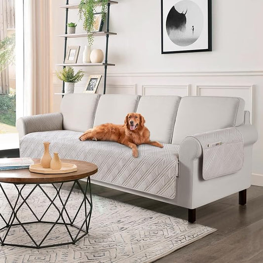 TAOCOCO Waterproof Oversized Couch Covers for Pets Dogs with Non Slip Backing, Sofa Seat Covers with Pocket for 4 Cushion Couch Washable Dog Couch Protector Sofa Slipcovers(Oversized Sofa, Cream) by TAOCOCO