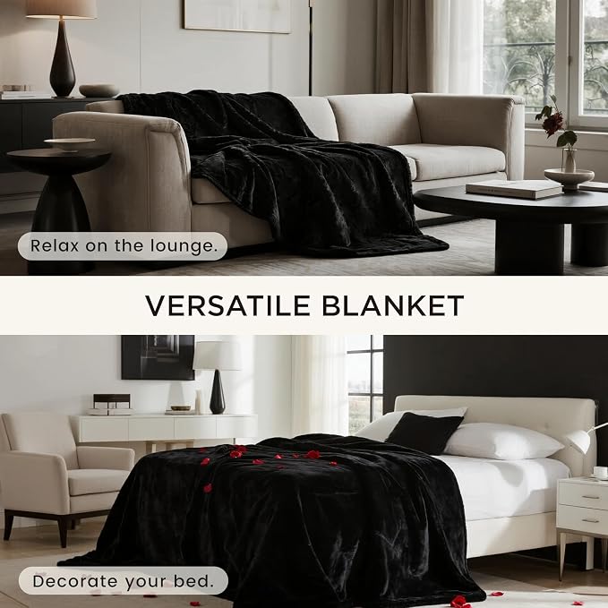 gogobunny Waterproof Bed Blanket, Reversible Sherpa Fleece Throw Blanket for Dog Puppy Cat, Furniture Cover Protects Bed Couch Sofa from Liquid Pee and Pet Fur (Black, 90x90 inches) - Image 4