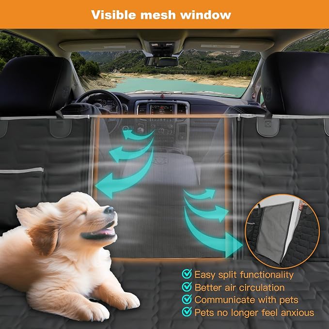 Reliadura Dog Car Seat Cover for Trucks, Waterproof Back Seat Hammock with Mesh Window and Side Flaps, Rear Protector for Ford F150 Ram 1500 Silverado Sierra - Image 6