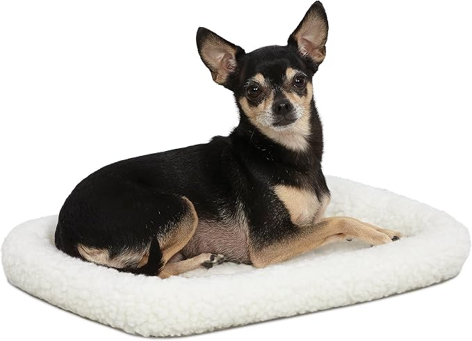 MidWest Homes for Pets QuietTime XXS Dog Bed - White Fleece Bolster, Ultra-Soft and Machine Washable, Fits 18-Inch Crates and Carriers, for Small Dogs and Cats by MidWestHomesForPets
