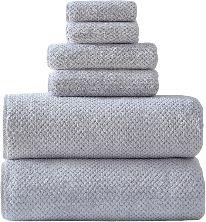 40x80 Inches Bath Sheets Towels for Adults Oversized Bath Towels Extra Large Luxury Super Soft Absorbent Quick Dry Microfiber (Gray,6PCS) by Akzpe