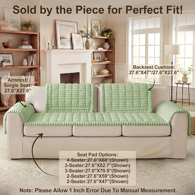 decorUhome Couch Cover for Dogs, Non Slip Fuzzy Thick Pet Sofa Protector | Pet Friendly, Soft Plush Fabric, Couch Covers for Sofa, Machine Washable, Fits 2-Cushion Sofa/Loveseat, Green, 27.6" x 59" - Image 10