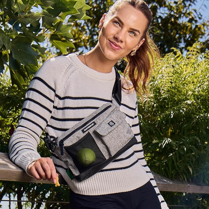 Cleverpup Walk & Train 2-in-1 Dog Walking Bag - Hands-Free Training Crossbody Sling & Fanny Pack with Treat Pouch, Poop Bag Holder, Phone Pockets - Adjustable Waist or Shoulder Strap - Heather Grey - Image 5