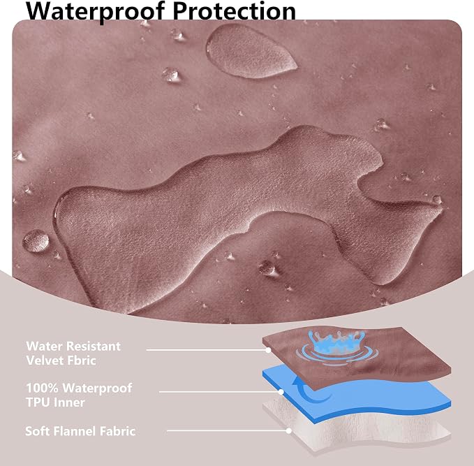 Waterproof Blanket - Reversible Dog Throw as Furniture Protector | Soft Velvet & Flannel, TPU Leak-Proof Liner, Machine Washable, Fits Couch and Bed, 68" x 82", Burgundy/Cream - Image 3