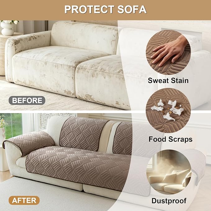 Velvet Couch Arm Rest Covers for Sofa Washable(27.6"x27.6") | Soft Sofa Cover for Armrest, No Shedding Dark Brown Couch Covers, Pet Friendly Non Slip Couch Protector Cover for Dogs - Image 4
