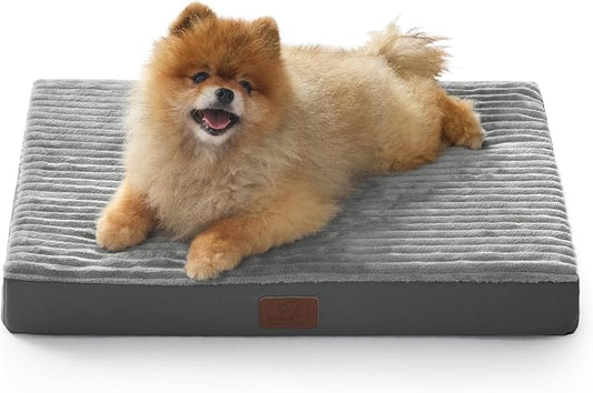 Bedsure ComfyFleece Small Dog Bed with Washable Cover, 23x17 Cat Puppy Bed | Orthopedic Egg Crate Foam Pet Mat,Removable Cover, Nonslip Bottom,Not Waterproof,Not Chewproof,For Small Breeds up to 15lbs by Unknown