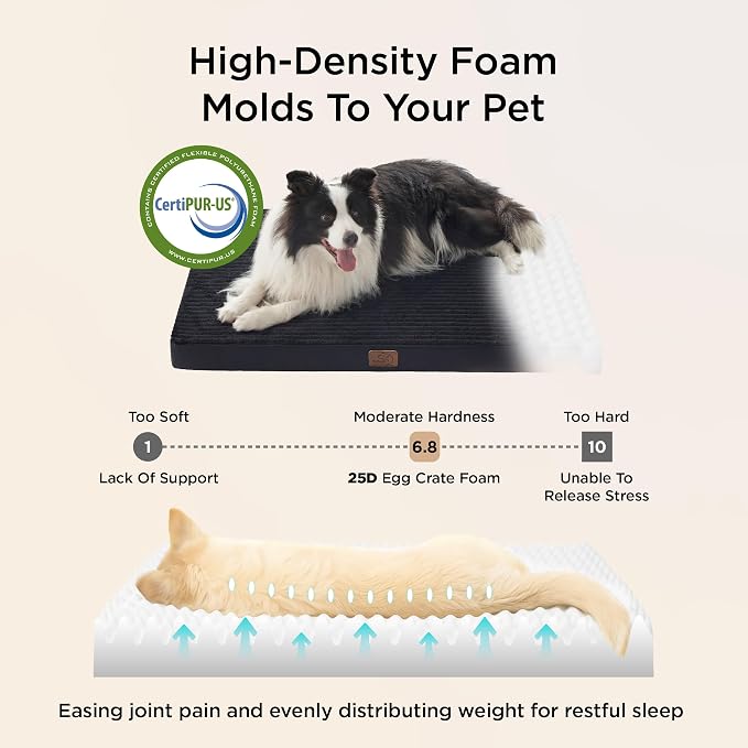 Bedsure ComfyFleece XXL Dog Bed for Crate with Washable Cover, 47x29 | Orthopedic Egg Crate Foam Pet Mat,Removable Cover, Nonslip Bottom,Not Waterproof,Not Chewproof,For Extra Large Breeds ≤100lbs - Image 3