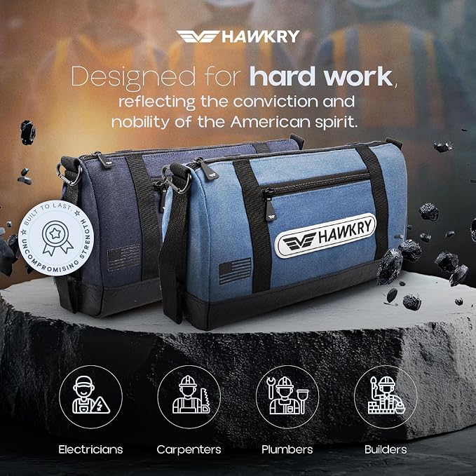 HAWKRY Heavy Duty Canvas Tool Bag Set of 2 – Waterproof Canvas Zipper Pouch, Garden Tool Bag, Construction Bags Heavy Duty, Small Zipper Pouch, Motorcycle Tool, Multipurpose Fishing Bag - Image 9