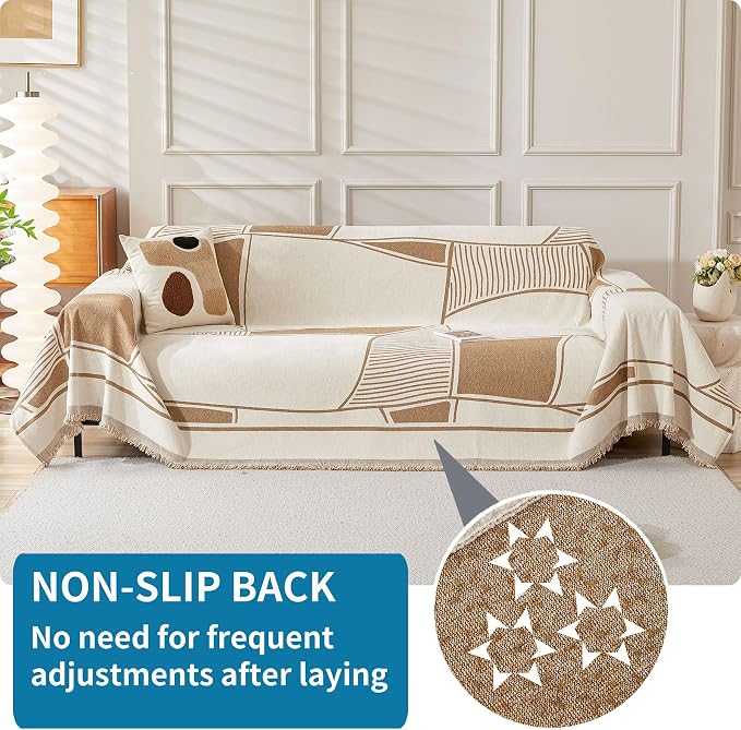 HAOMAIJIA Non Slip Couch Cover Sofa Covers for 3 Cushion Couch Washable sectional Couch Covers for Dogs pet Furniture Protector Couch Cover Blanket for Living Room (91"x134") - Image 2