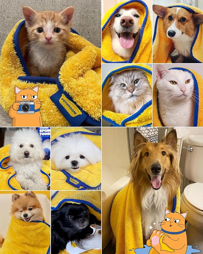 PETHROOM Ultra Absorbent Pet Towel | Quick-Drying, Soft Microfiber Dog & Cat Bath Towel | Lightweight, Durable, Fast Water-Soaking | Ideal for All Breeds (Large) 23.6" x 47.2" - Image 8