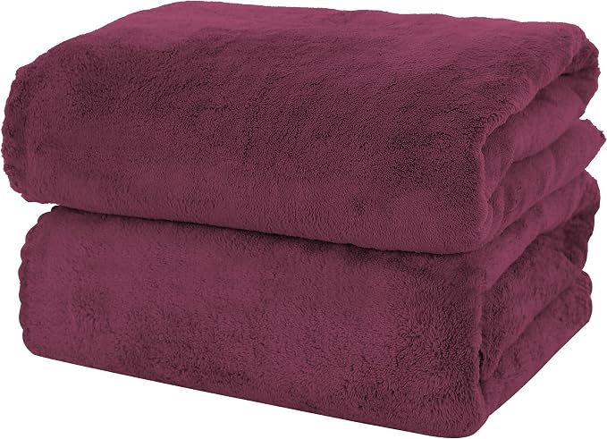 MOONQUEEN 2 Pack Premium Bath Towel Set - Quick Drying - Microfiber Coral Velvet Highly Absorbent Towels - Multipurpose Use as Bath Fitness, Bathroom, Shower, Sports, Yoga Towel (Burgundy) by MOONQUEEN