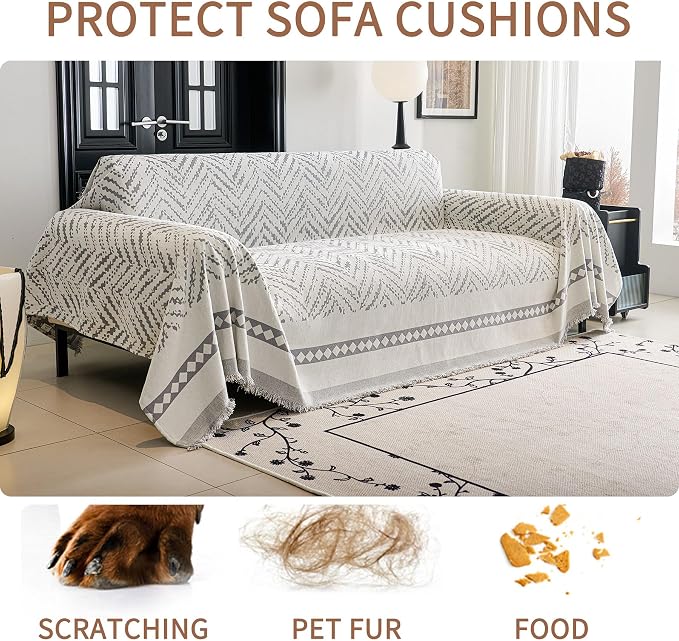 HAOMAIJIA Non Slip Couch Cover Sofa Covers for 3 Cushion Couch Washable sectional Couch Covers for Dogs pet Furniture Protector Couch Cover Blanket for Living Room (MR-Grey, 71"x134") - Image 6