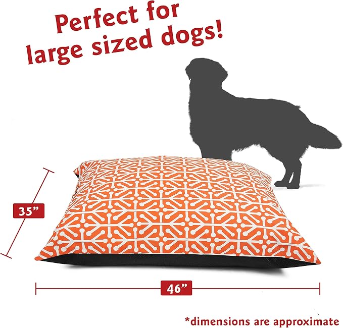 Majestic Pet Large Rectangle Dog Bed - Washable, Non-Slip, Comfy Crate Pillow for Large Breeds - 46 x 35 Inch Kennel Bed - Aruba Orange - Image 2