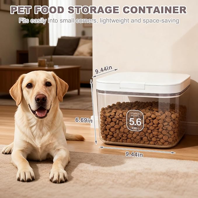 LEAWALK 5-8Lbs/5.92Qt/5.6L Airtight Dog Cat Food Storage Container and Pet Storage Bin BPA-Free. PET Clear Stackable Dog Treat Containers for Pet Food/Rice/Dry/Cereals/Flour/Sugar/Bread - Image 2