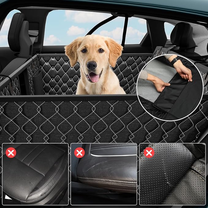 Petiza Back Seat Extender for Dogs Hard Bottom Dog Car Seat Cover for Back Seat Heavy Duty Scratch Proof Nonslip Durable Soft 100% Waterproof Dog Hammock for Car Truck SUV - Image 4