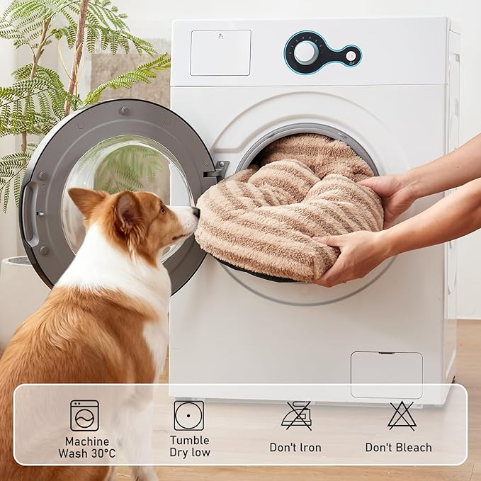 FURTIME Washable XL Dog Bed for Extra Large Dogs, Deluxe Dog Crate Beds | Comfy Fluffy Kennel Pad Anti-Slip Pet Sleeping Mat, Machine Washable Dogs Pillow, 44"x32"x4", Brown - Image 5