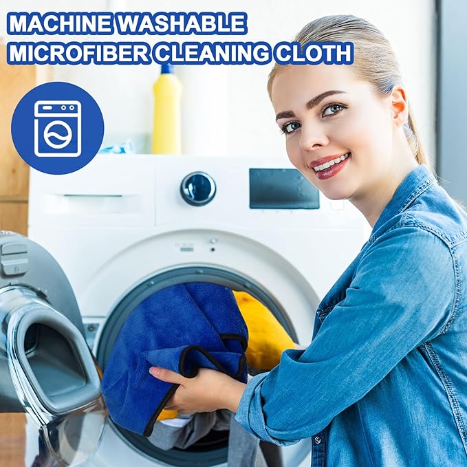 Tallew 40 Pcs Blue Microfiber Towels: 16"x16" Microfiber Drying Towels Bulk Micro Fiber Car Cleaning Cloth for Cars Drying Washing Polishing Cleaning Household Supplies - Image 4