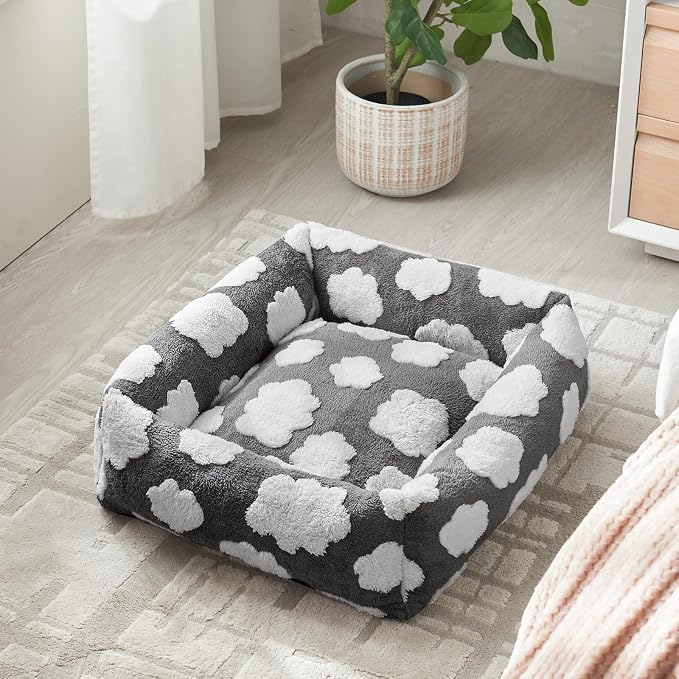 JOEJOY Small Dog Bed for Small Dogs, Rectangle Washable Orthopedic Dog Bed with Removable Zipper Cover, Cute Soft Calming Puppy Pet Bed with Jacquard Shaggy Plush & Non Skid Bottom - Image 9