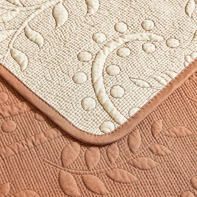 Leaf Floral Cotton Quilted Dog Couch Cover for Sofa Farmhouse Rustic Embroidered Sectional Couch Cover Soft Anti-Slip Sofa Slipcover Furniture Protector for Kids, Pets (Orange,28"x82") - Image 6