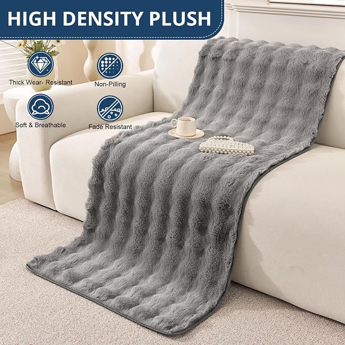 OstepDecor Faux Fur Couch Covers for Sofa, Soft Plush Sofa Covers Washable | Non Slip Dog Couch Protector, Pet Hair, Dirt & Wear Protection, Fits Sofas, Loveseats & Sectionals, 35.4" x 94.5", Grey - Image 6