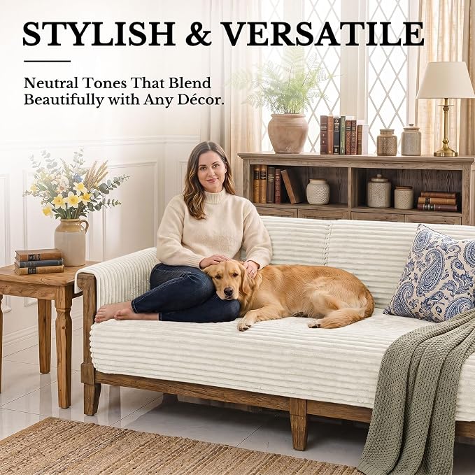 Smiry Waterproof Couch Cover for Dogs, Washable Non Slip Plush Protector | Waterproof Protection, Plush Flannel, Non Slip Backing, Pet Hair & Scratch Protection, Soft Cover (43" x 82.7") - Image 2