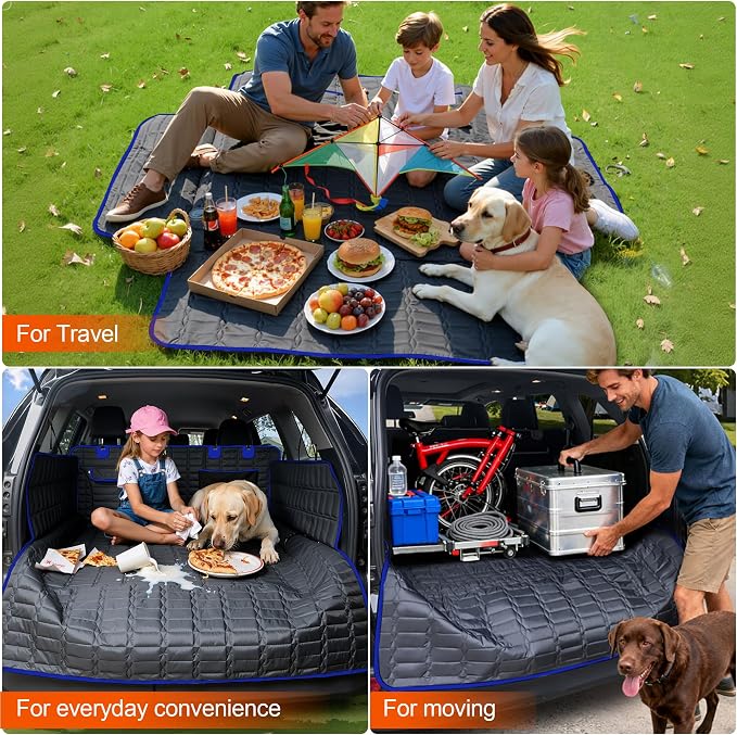 Reliadura SUV Cargo Liner for Dogs, Waterproof Pet Trunk Cover with Bumper Flap Protector, Non-Slip Scratchproof, Non-Slip Dog Seat Mat for SUVs, Large Size Cargo Liner Universal Fit Blue - Image 7