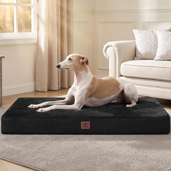 EHEYCIGA XL Memory Foam Dog Crate Bed Washable, 41x27Inch, Black | High Density Egg Crate Foam, Waterproof Liner, Removable Easy Clean Cover, Non-Slip Bottom, Fits Crate, Floor and Sofa - Image 8