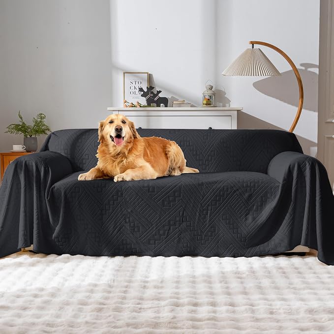 Waterproof Couch Covers for Sofa, Reversible, Pet-Friendly, Washable, and Anti-Slip with 4 Cushion Covers, Sofa Slipcovers for Dogs and Cats (71×150in/Black) by YUEANG