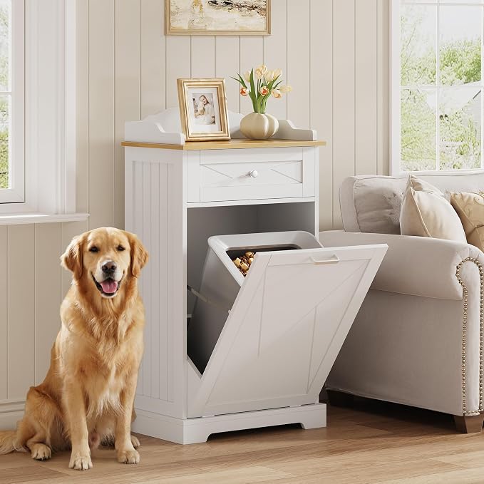 kepptory Dog Feeding Station with Storage Drawer, Pet Organizers and Storage Adjustable Shelf, Dog Feeder Station, Pet Storage Cabinet for Cats and Dogs by kepptory