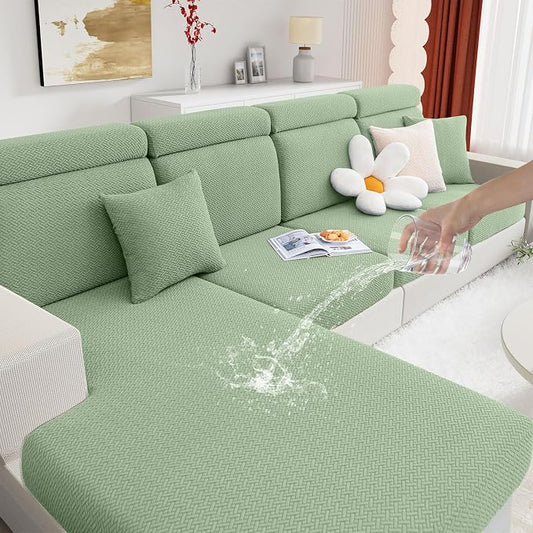hyha Waterproof Sectional Cushion Covers, Anti Slip L Shape Sofa Cover | L Shape Sectional Fit, Wear Resistant Fabric, Anti Slip, Waterproof Protection, Pet Protector (1 Piece for Chaise) by hyha