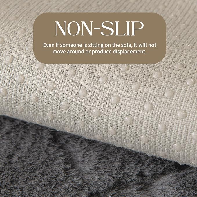 Waterproof Dog Bed Cover Non Slip Couch Cover for Dogs Washable Soft Faux Fur Sofa Cover Couch Covers for 3 Cushion Couch Sofa Pet Friendly (Grey, 34x94.5（1pc）) - Image 6