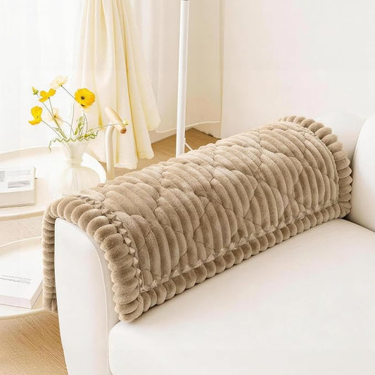 PuTian 100% Waterproof Fuzzy Couch Cover for Dogs Khaki 27.6"x27.6" | Pet Friendly Dog Mat for Couch, Waterproof Sofa Protector, Scratch Resistant Furniture Cover for Dogs, Machine Washable by PuTianWorld