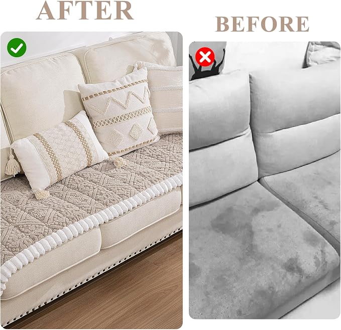 Coffee Pet Couch Cover for Dog, 27.6''x82.7'' Sofa Cover Protector | Washable Soft Non Slip Sofa Slipcover for 3 Cushion Couch, Fuzzy Sofa Pad Pet Friendly Dog Bed Mat for Couches - Image 3