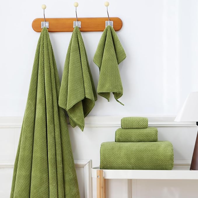 30x60 Inches Extra Large Bath Towels Set Super Soft Absorbent Luxury Microfiber Towels for Bathroom (Sage Green, 3PCS) - Image 4