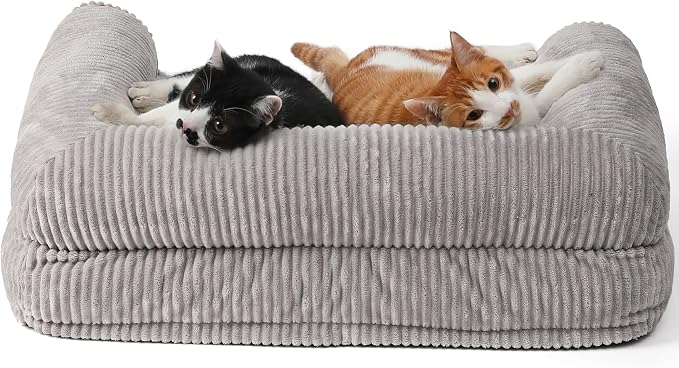 FUKUMARU Dog Couch Bed, Corduroy Cozy Cat Bed, Waterproof, Washable Cover | 28in Orthopedic Dog Beds Sofa for Small Dogs and Large Cats, Cute Warm Cotton Pet Sofa - Image 9