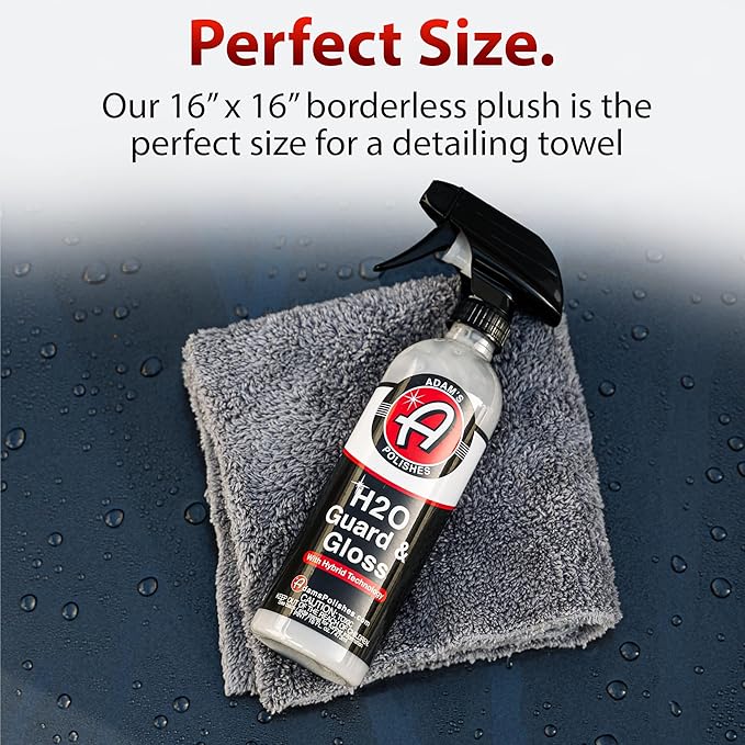 Adam's Borderless Grey Microfiber Towel (1pk) - Premium Ultra Soft Car Detailng Towel Cloths, 480gsm - Safe for Car Wash, Home Cleaning & Pet Drying Cloths (16 Inch x 16 Inch) - Image 5