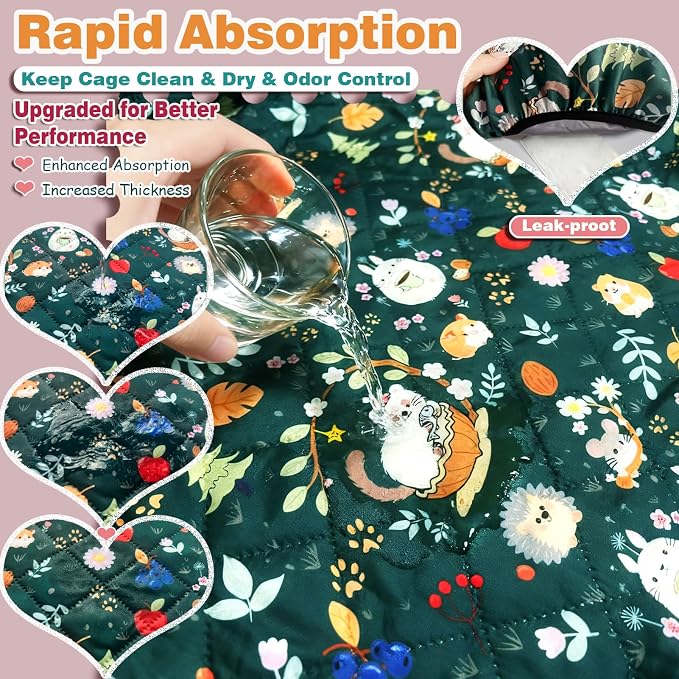 Ferret Cage Liner for Ferret Nation & Critter Nation Cage | Washable Bedding, Leakproof Cage Accessories for Ferrets, Chinchillas, Rats & Other Small Animals(Double Unit Combo) - Image 2
