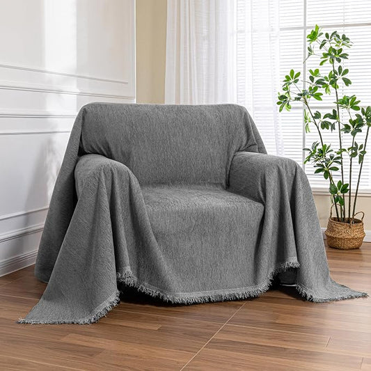 MEETSKY Oversized Chair Cover Washable Recliner Chair Covers, Armchair Couch Cover Sofa Throw Cover for Single Couch, Soft Small Sofa Slipcovers for Pet, 71"x 91", Dark Grey by MEETSKY