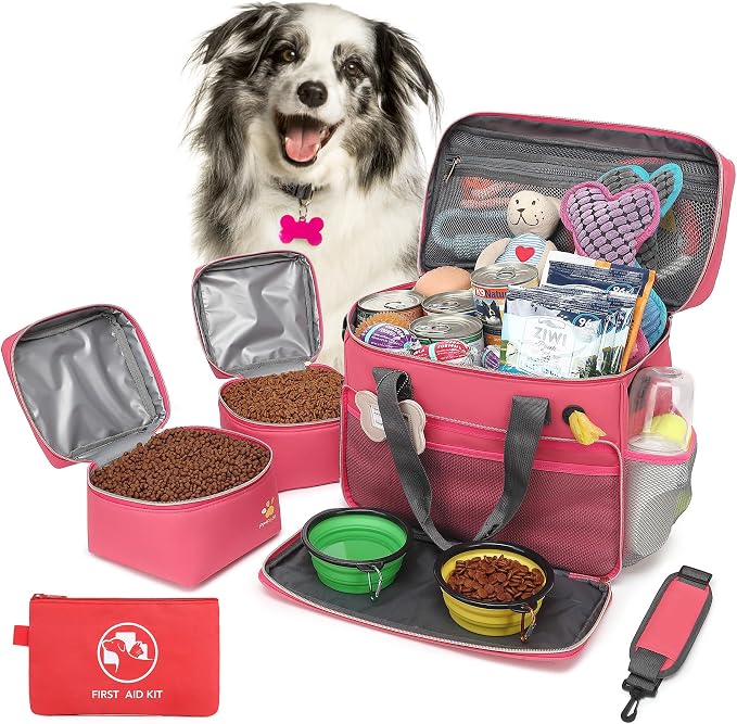 Multi-Function Pet Travel Bag - Ideal for Week Away/Overnight Trips - Cat & Dog Travel Accessories with Diaper Bag Style & Multiple Pockets by PMPETE