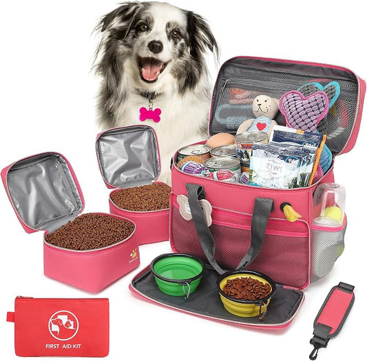 Multi-Function Pet Travel Bag - Ideal for Week Away/Overnight Trips - Cat & Dog Travel Accessories with Diaper Bag Style & Multiple Pockets by PMPETE