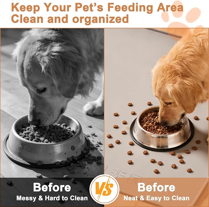 KVK Extra Extra Large Silicone Dog Food Mat 39.4×43.3in and 128oz Silicone Bag Set, Super Size Waterproof Pet Feeding Mat & Container, Non-Slip, Chew-Resistant Floor Protection (Dark Grey&Clear) - Image 5