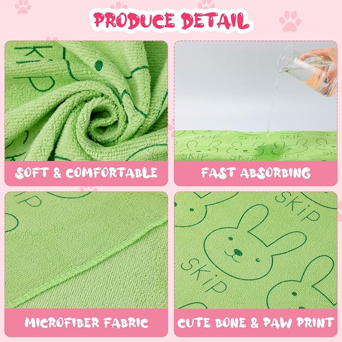 Tatuo 22 Pcs Dog Towels for Drying 20 x 40 Inch Pet Bath Towels Absorbent Microfiber Towel Quick Drying Puppy Bathing Supplies for Small Medium Large Dog Puppy Cat(Colorful,Rabbit Pattern) - Image 4