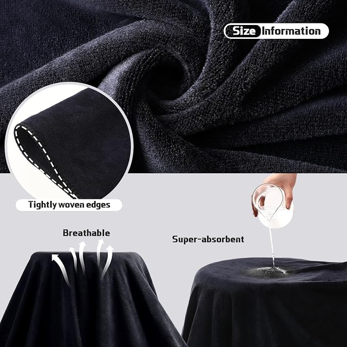 Mixweer 24 Piece Black Microfiber Absorbent Towel Set: 2 Oversized Bath Sheets, 4 Bath Towels, 6 Hand, 8 Washcloths, 4 Fingertip for Bathroom Spa Gym Camping Beach - Image 3